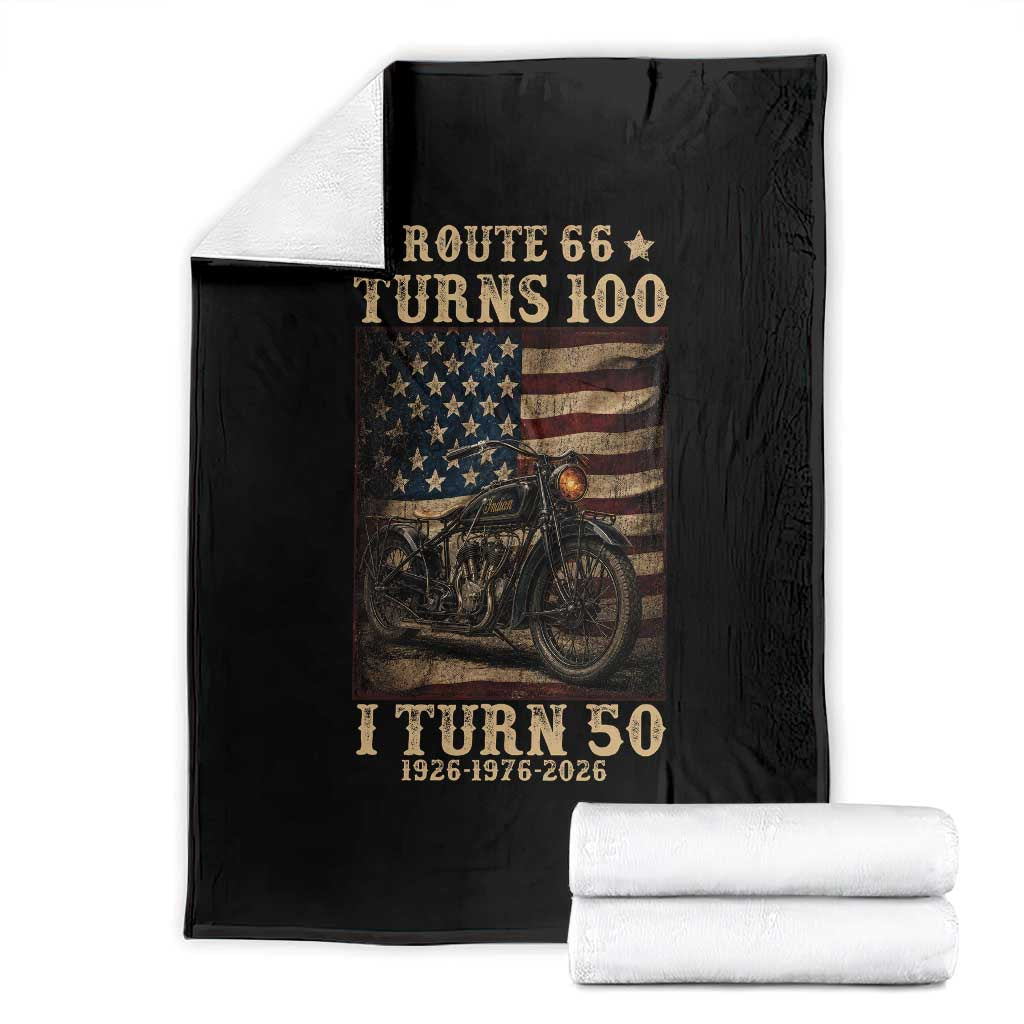 Route Highway 66 Turns 100 I Turn 50 Throw Blanket Vintage 1976 Road Sign Motorcycle Lover 50th Birthday Gift TS14 Black Print Your Wear