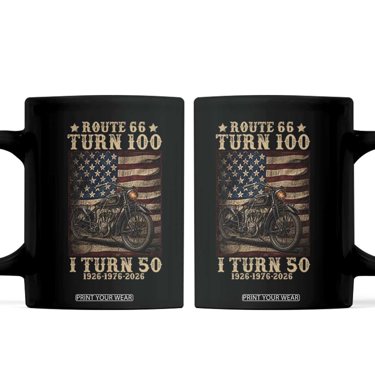 Route Highway 66 Turn 100 I Turn 50 Coffee Mug Vintage 1976 Road Sign Motorcycle Lover 50th Birthday Gift