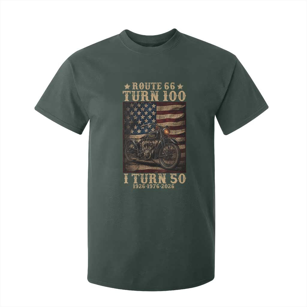 Route Highway 66 Turn 100 I Turn 50 T Shirt For Kid Vintage 1976 Road Sign Motorcycle Lover 50th Birthday Gift