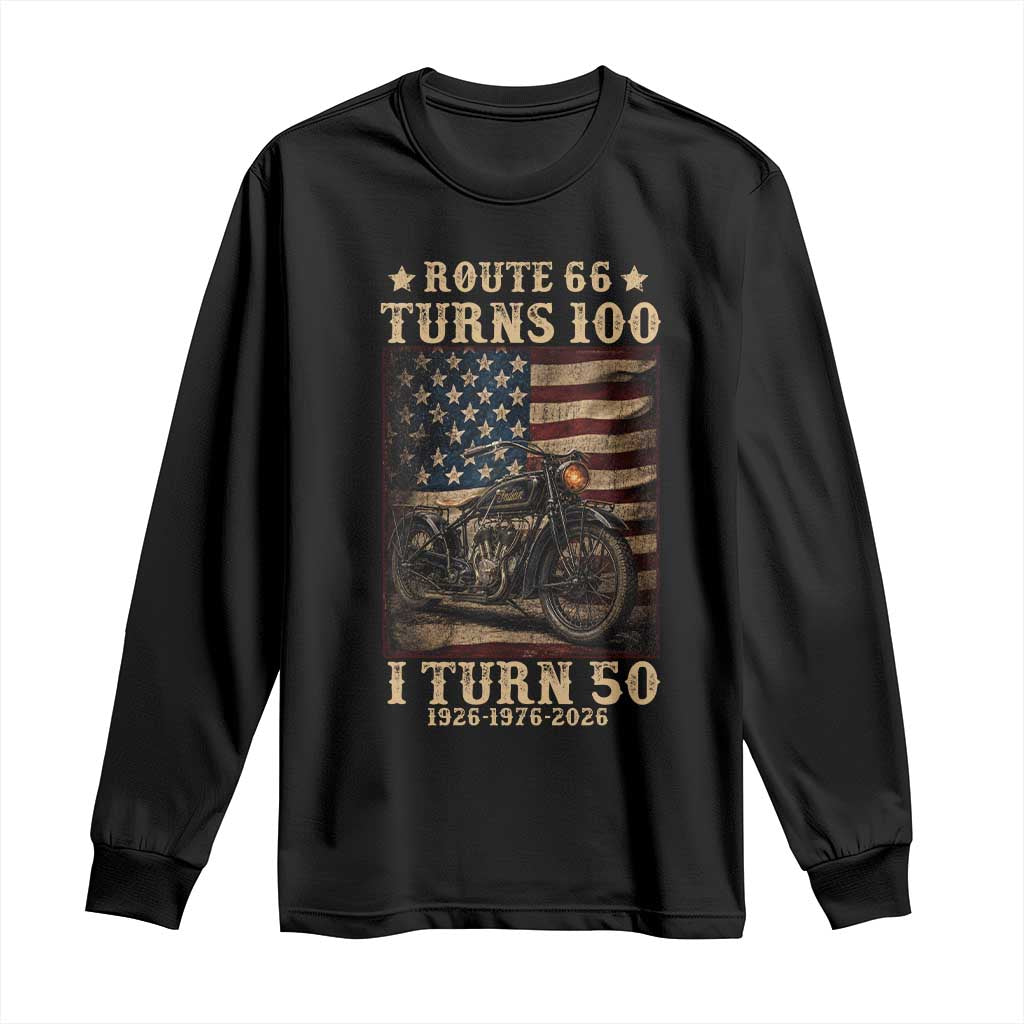 Route Highway 66 Turns 100 I Turn 50 Long Sleeve Shirt Vintage 1976 Road Sign Motorcycle Lover 50th Birthday Gift TS14 Black Print Your Wear
