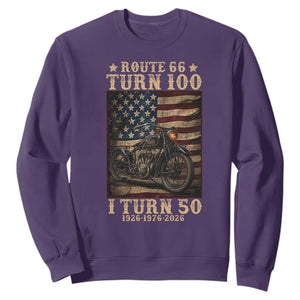 Route Highway 66 Turn 100 I Turn 50 Sweatshirt Vintage 1976 Road Sign Motorcycle Lover 50th Birthday Gift