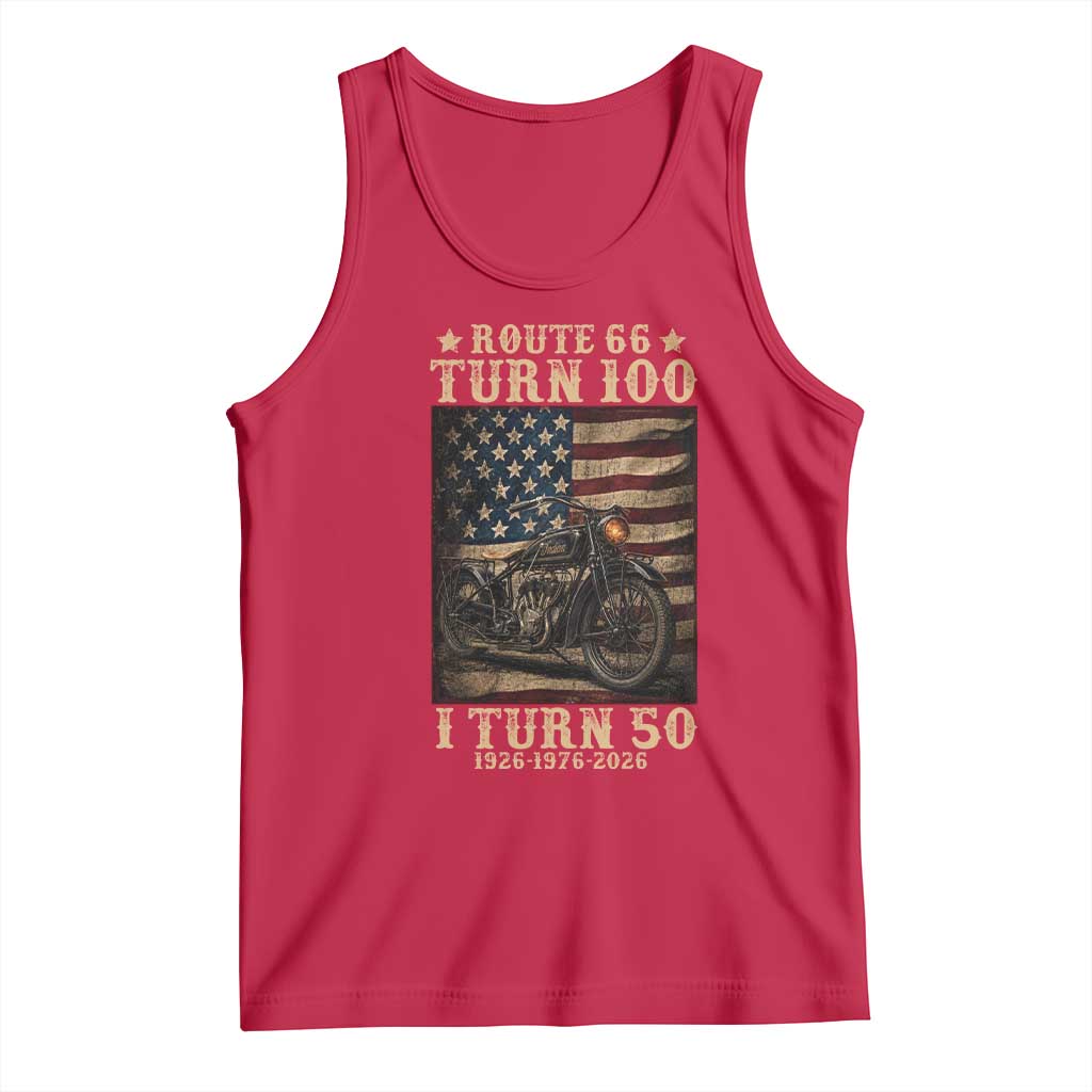 Route Highway 66 Turn 100 I Turn 50 Tank Top Vintage 1976 Road Sign Motorcycle Lover 50th Birthday Gift