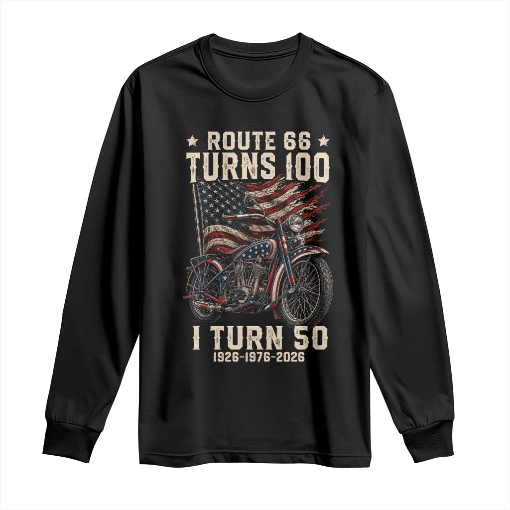 Route Highway 66 Turns 100 I Turn 50 Long Sleeve Shirt Vintage 1976 Road Sign Classic Motorcycle Lover 50th Birthday Gift TS14 Black Print Your Wear