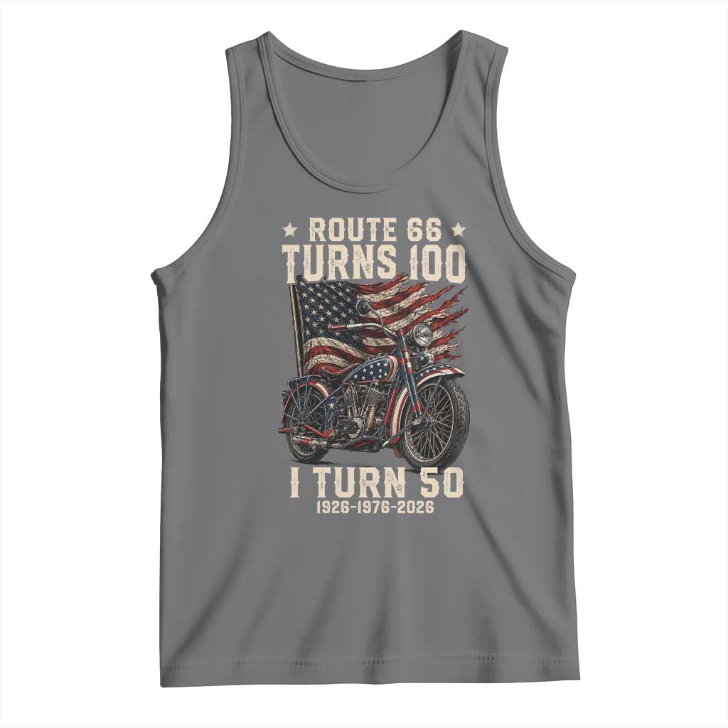 Route Highway 66 Turn 100 I Turn 50 Tank Top Vintage 1976 Road Sign Classic Motorcycle Lover 50th Birthday Gift
