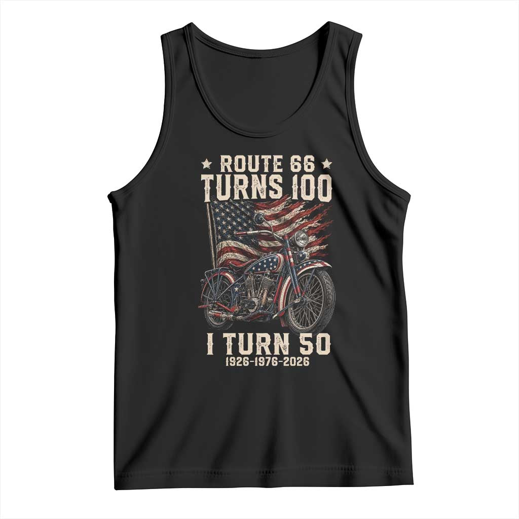 Route Highway 66 Turns 100 I Turn 50 Tank Top Vintage 1976 Road Sign Classic Motorcycle Lover 50th Birthday Gift TS14 Black Print Your Wear