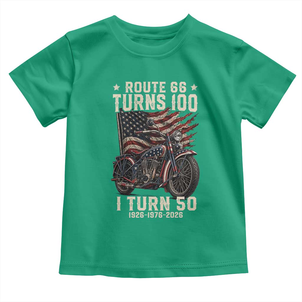 Route Highway 66 Turn 100 I Turn 50 Toddler T Shirt Vintage 1976 Road Sign Classic Motorcycle Lover 50th Birthday Gift