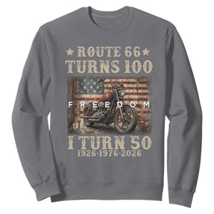 Route Highway 66 Turn 100 I Turn 50 Sweatshirt Vintage 1976 Road Sign American Freedom Motorcycle Rider 50th Birthday Gift