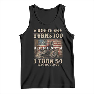 Route Highway 66 Turn 100 I Turn 50 Tank Top Vintage 1976 Road Sign American Freedom Motorcycle Rider 50th Birthday Gift