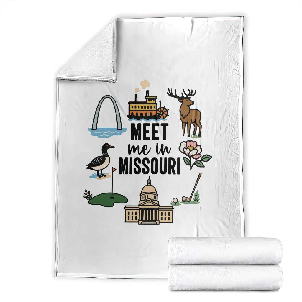 Meet Me in Missouri State Map Souvenir Throw Blanket TS14 White Print Your Wear