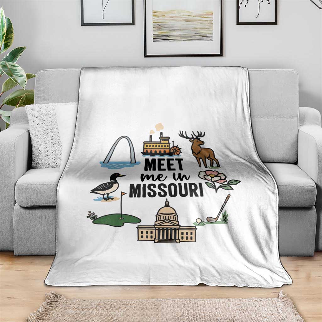 Meet Me in Missouri State Map Souvenir Throw Blanket