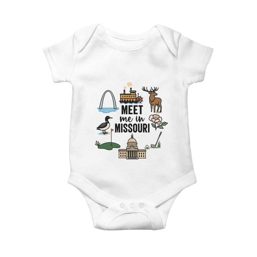 Meet Me in Missouri State Map Souvenir Baby Onesie TS14 White Print Your Wear