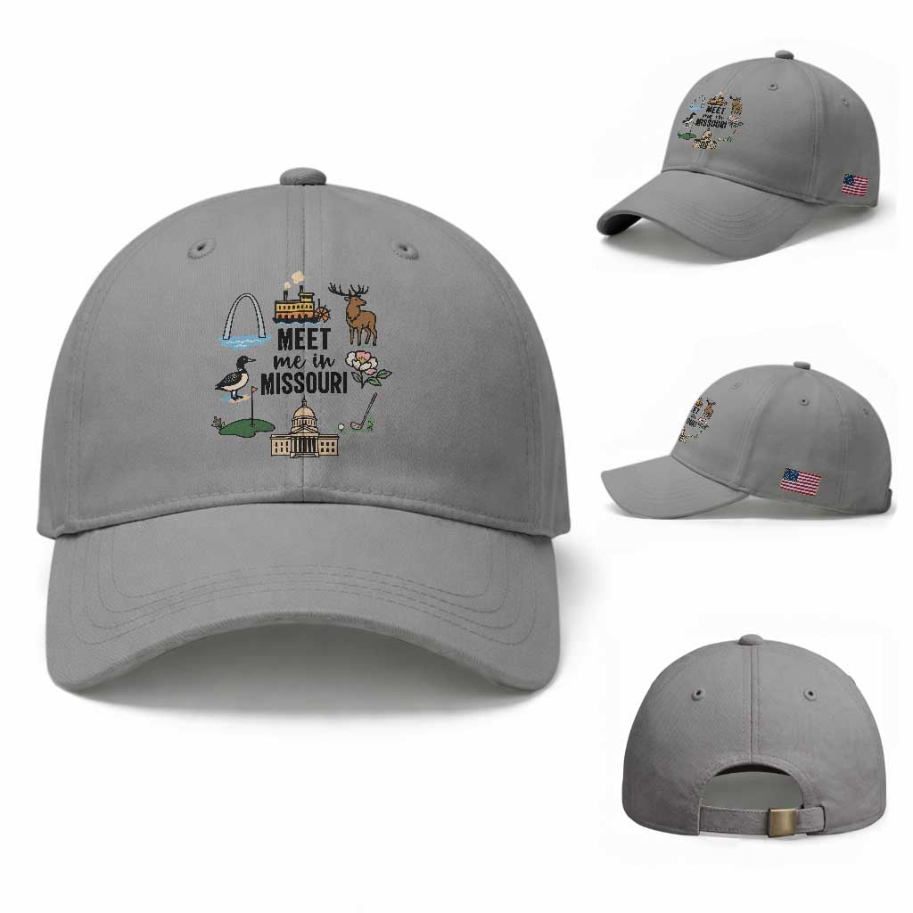 Meet Me in Missouri State Map Souvenir Baseball Cap