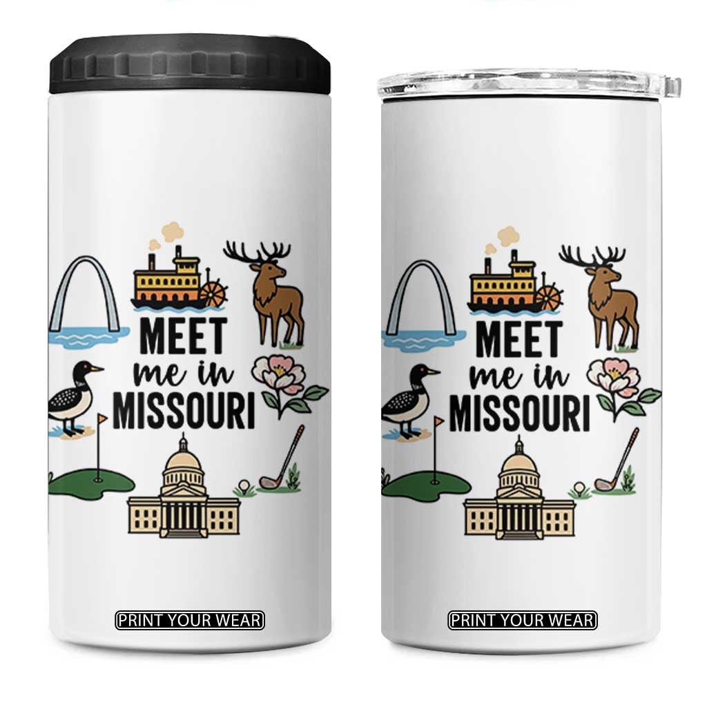 Meet Me in Missouri State Map Souvenir 4 in 1 Can Cooler Tumbler TS14 One Size: 16 oz White Print Your Wear