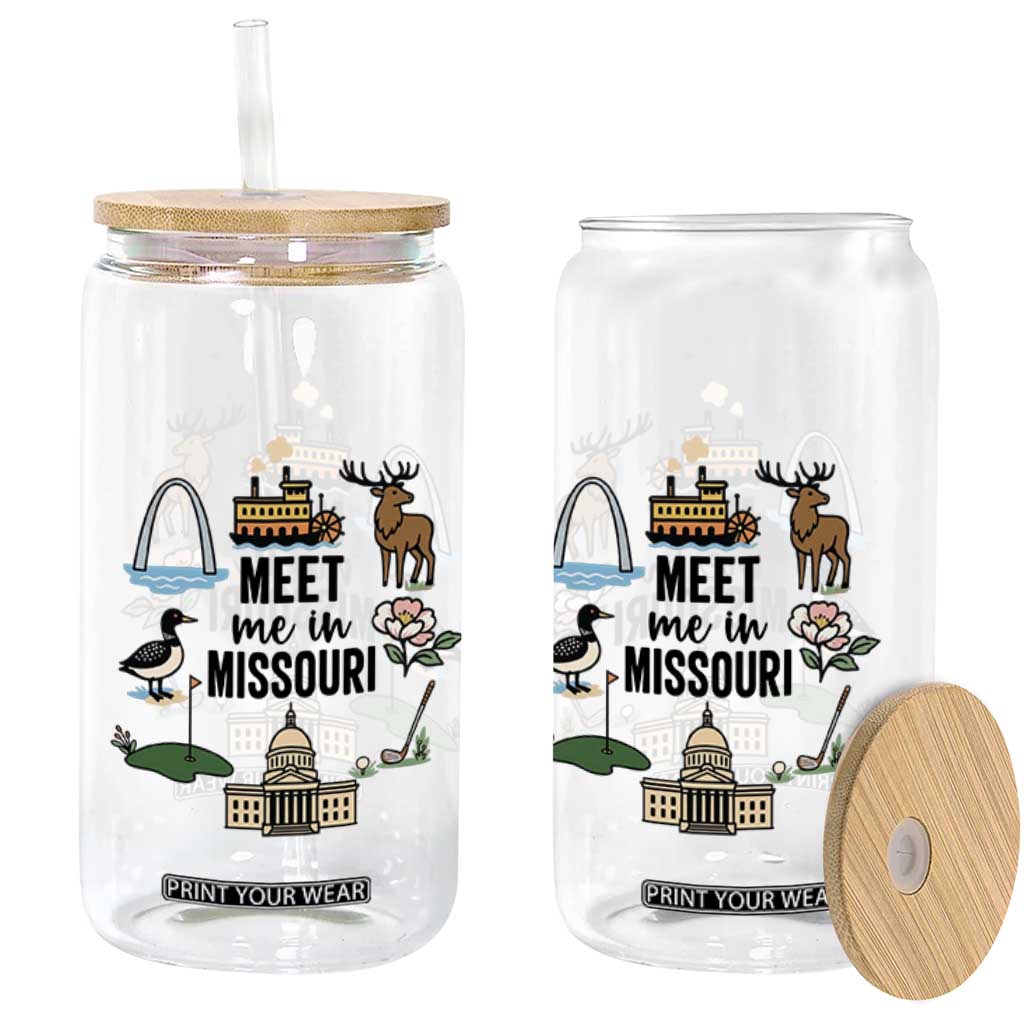Meet Me in Missouri State Map Souvenir Glass Can