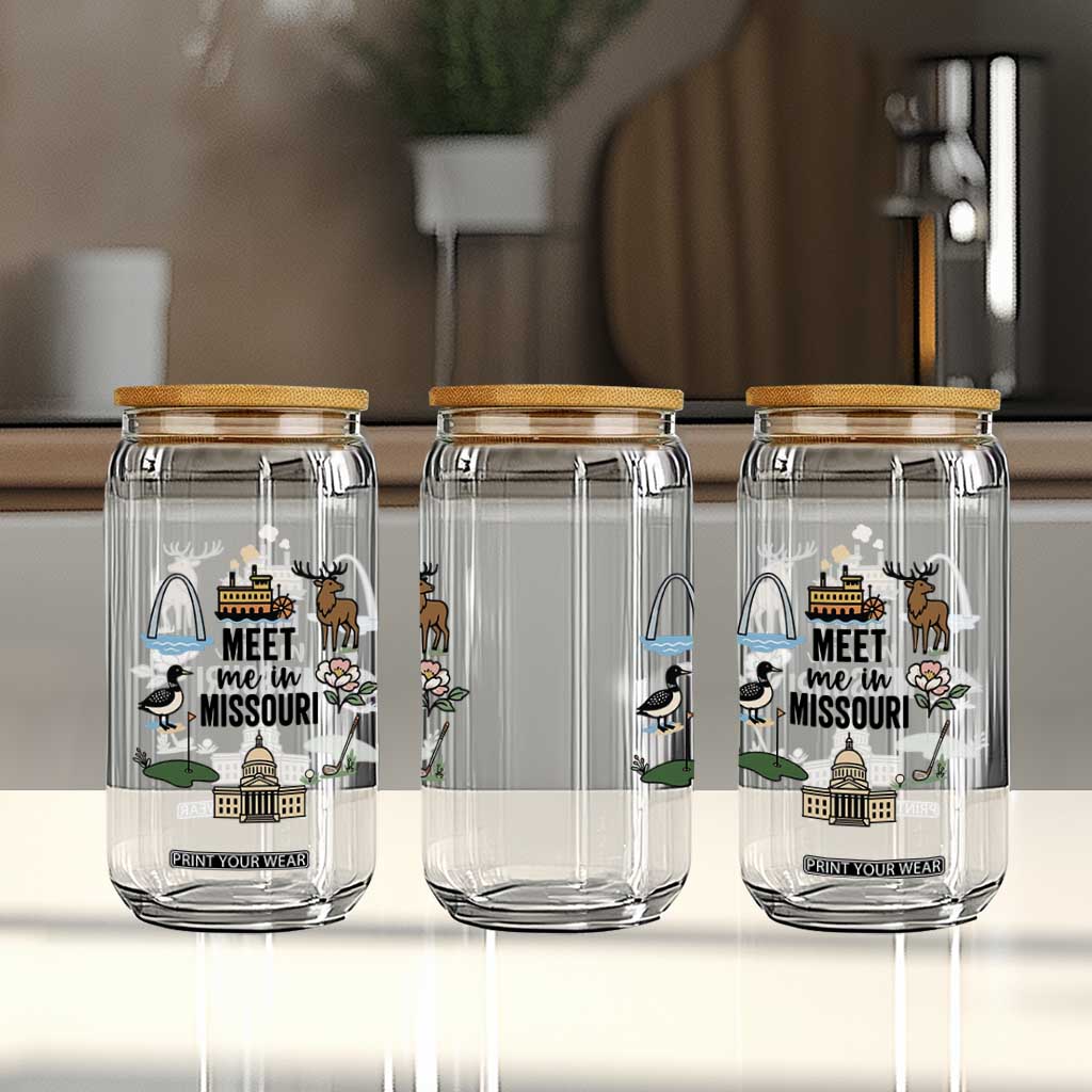 Meet Me in Missouri State Map Souvenir Glass Can