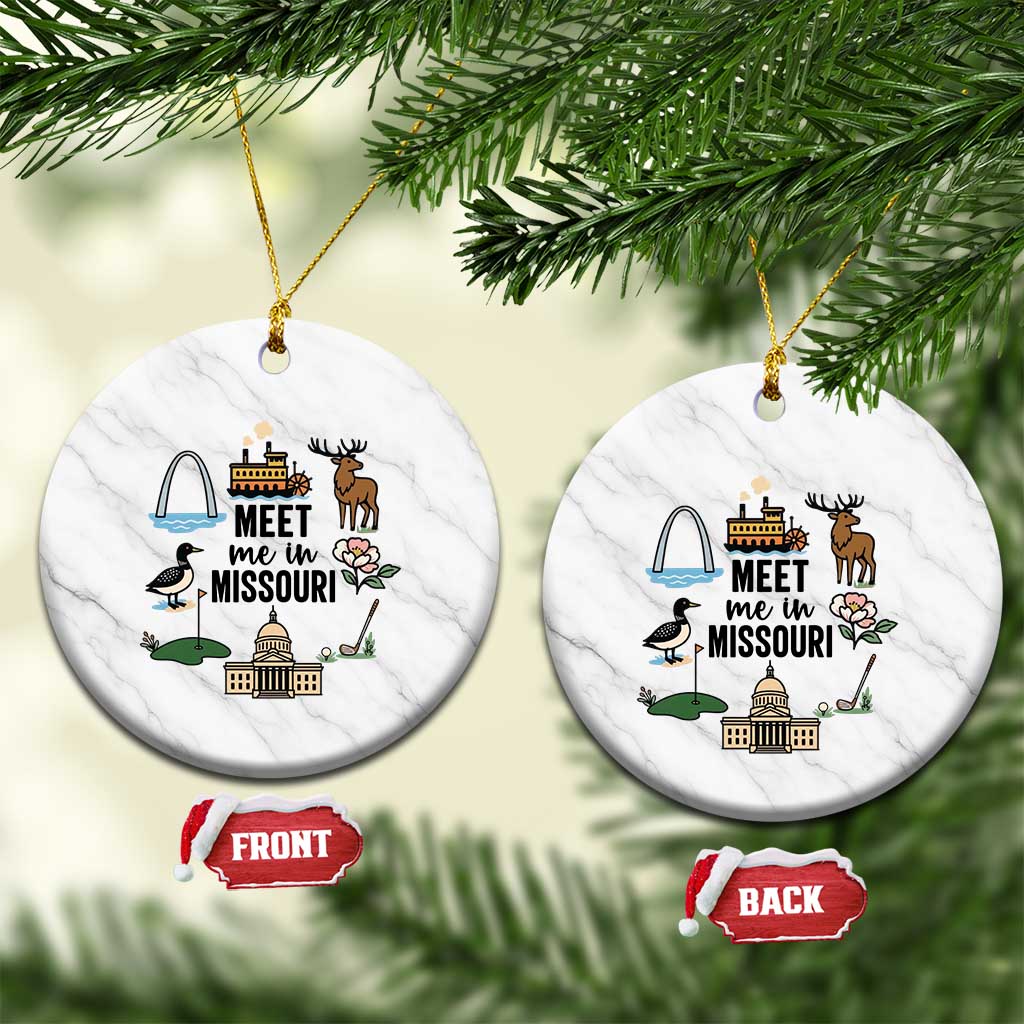 Meet Me in Missouri State Map Souvenir Ceramic Ornament TS14 1pc White Marble Print Your Wear