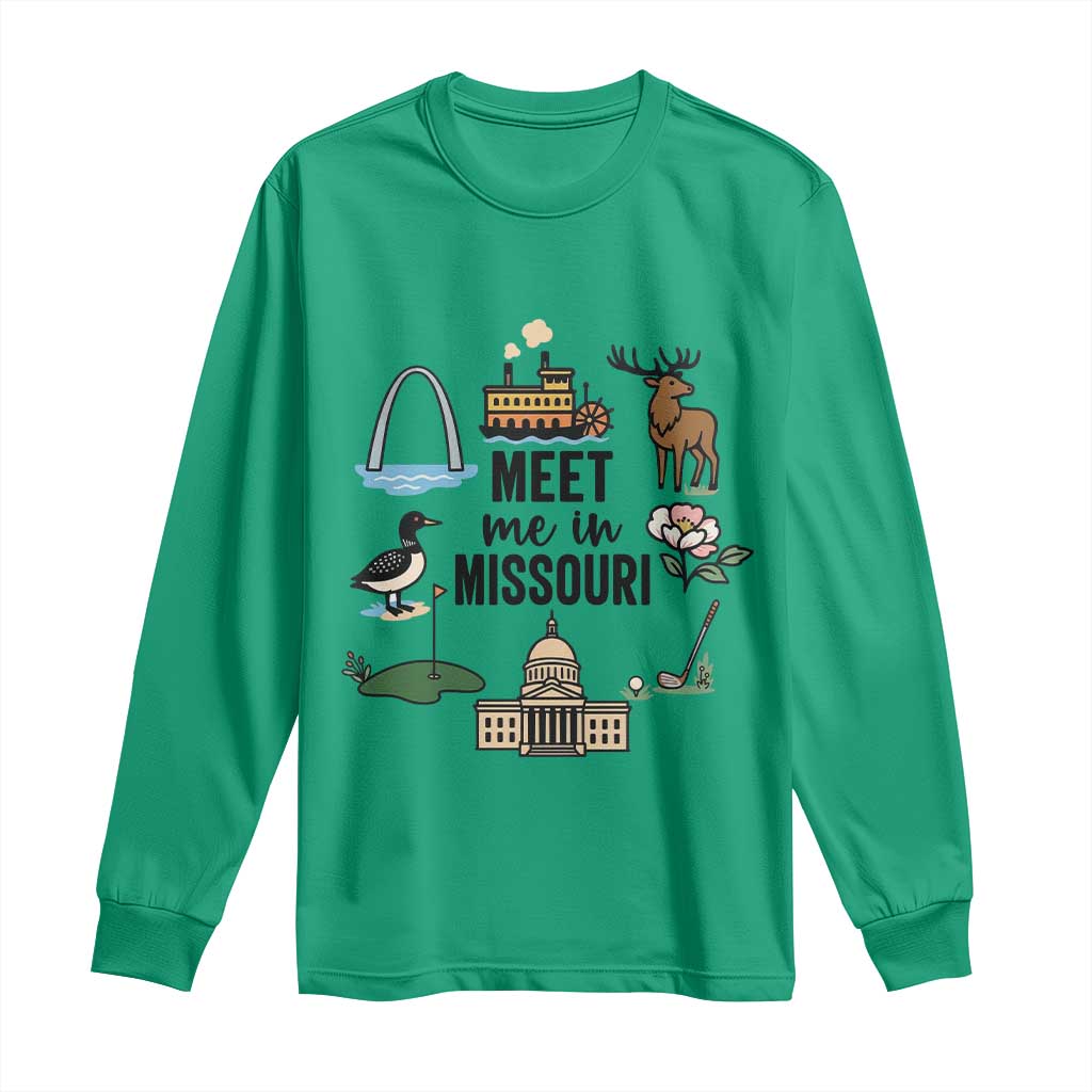 Meet Me in Missouri State Map Souvenir Long Sleeve Shirt