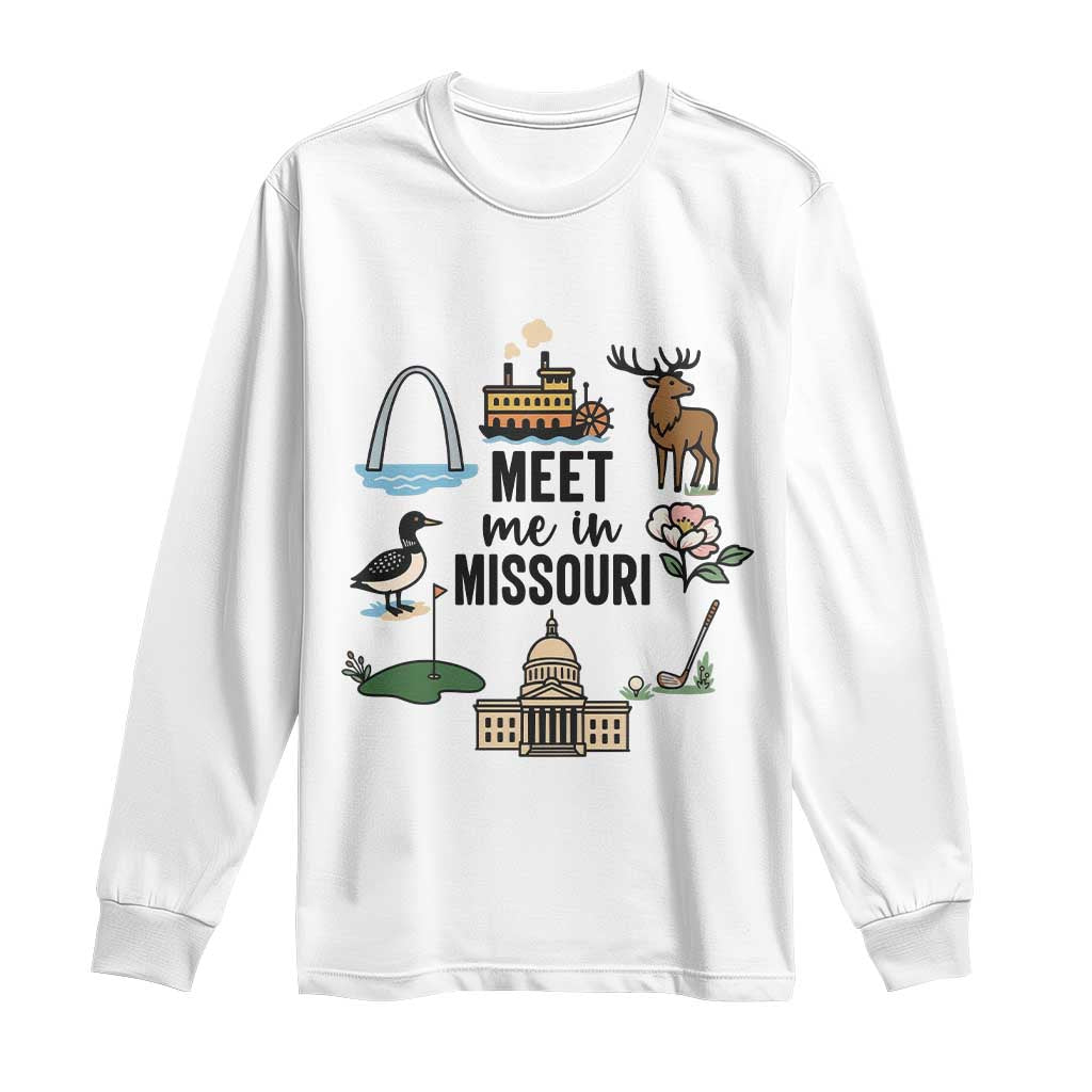 Meet Me in Missouri State Map Souvenir Long Sleeve Shirt TS14 White Print Your Wear