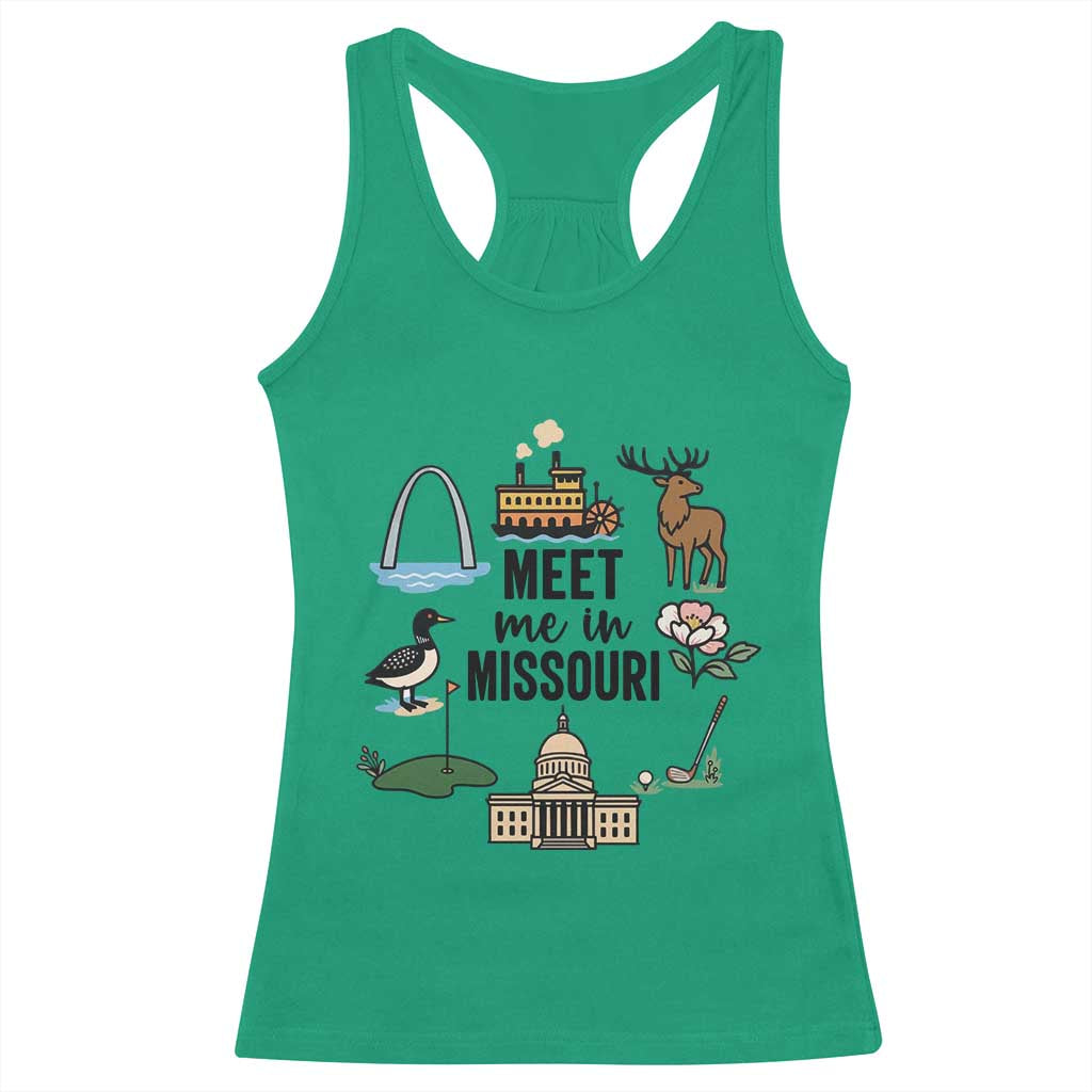 Meet Me in Missouri State Map Souvenir Racerback Tank Top