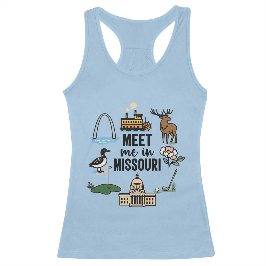 Meet Me in Missouri State Map Souvenir Racerback Tank Top
