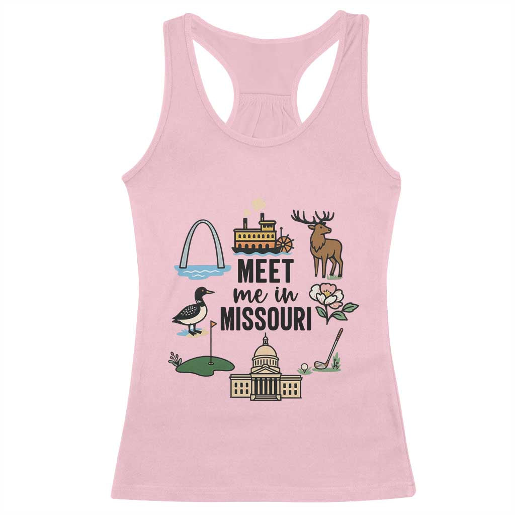 Meet Me in Missouri State Map Souvenir Racerback Tank Top