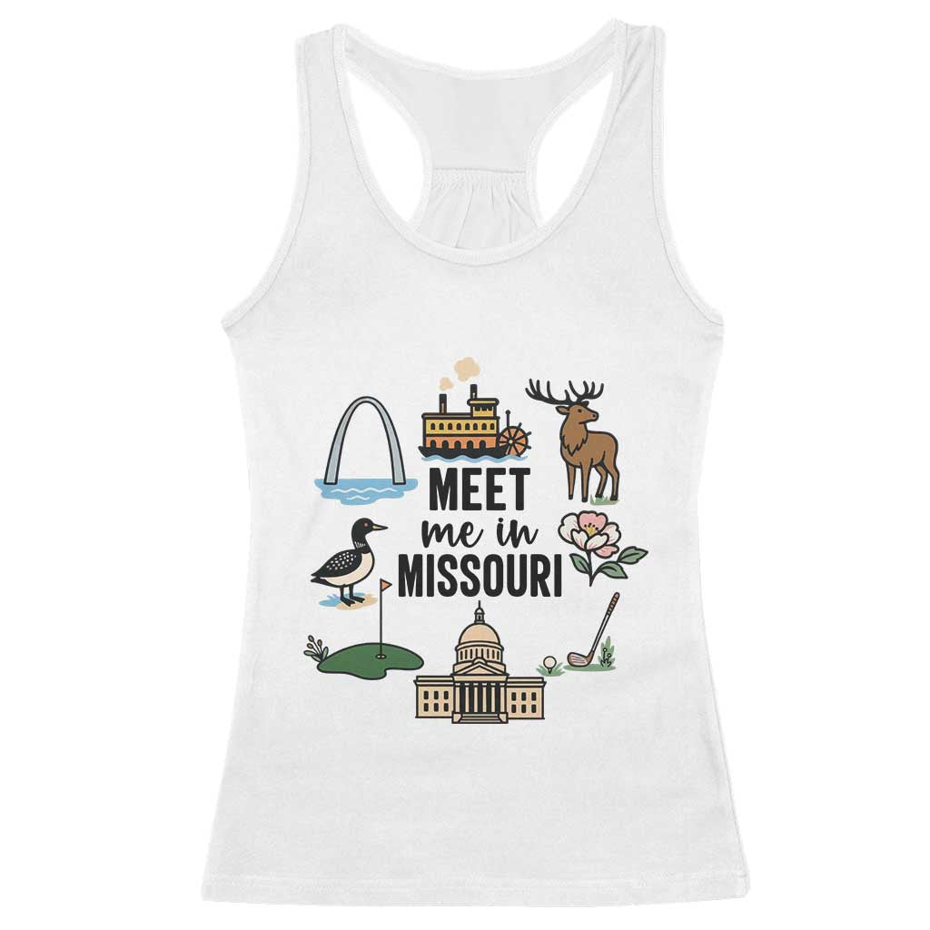 Meet Me in Missouri State Map Souvenir Racerback Tank Top TS14 White Print Your Wear