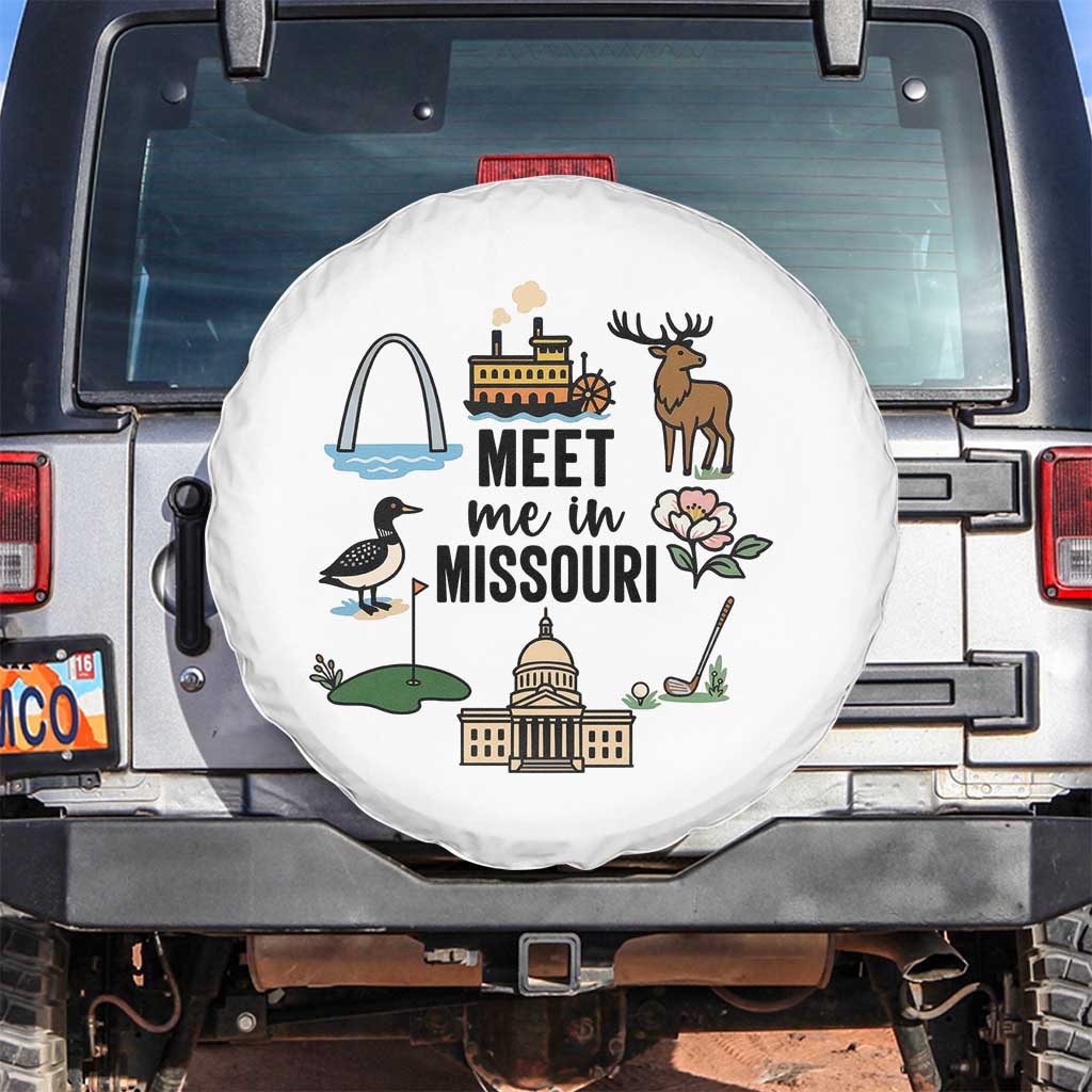 Meet Me in Missouri State Map Souvenir Spare Tire Cover TS14 No hole White Print Your Wear