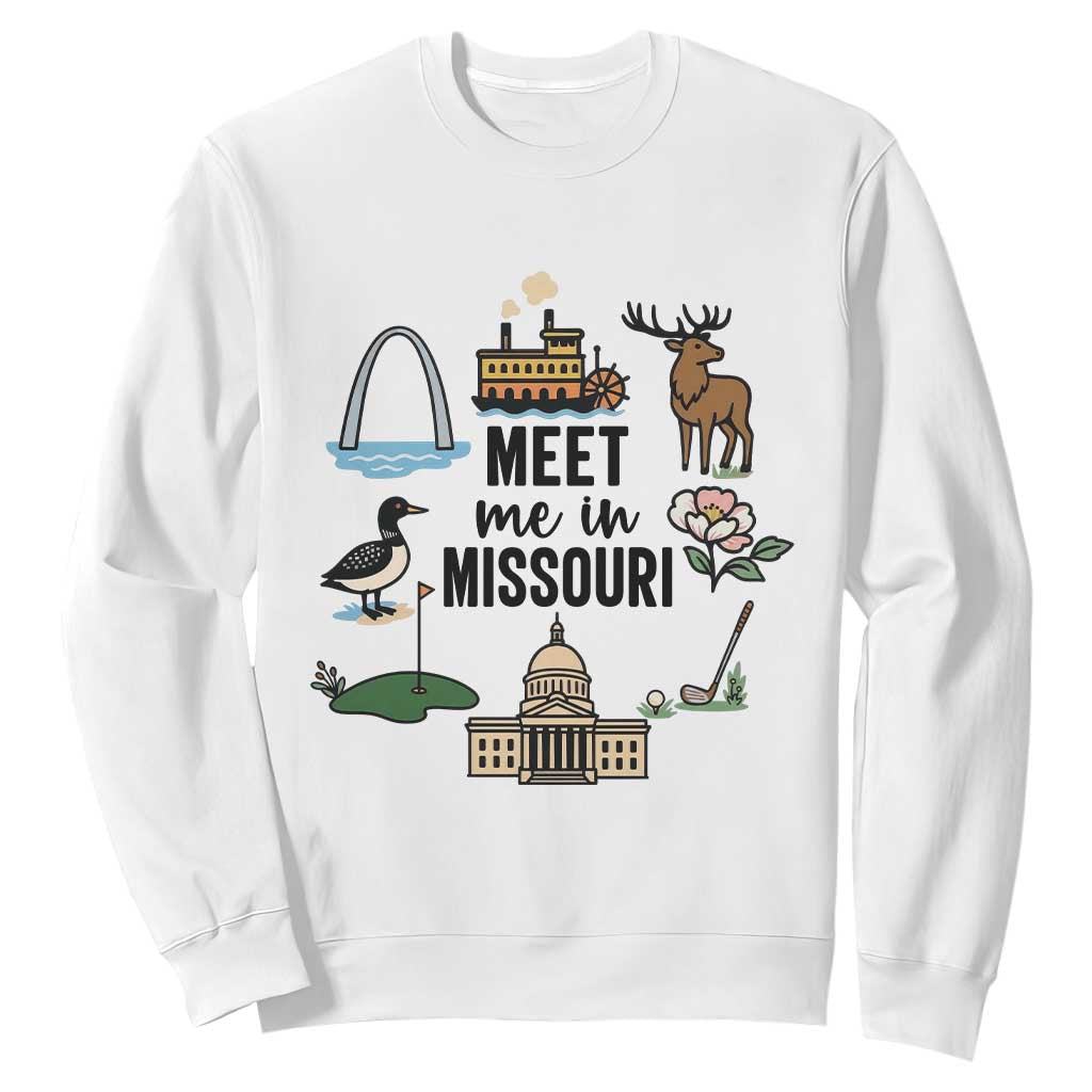 Meet Me in Missouri State Map Souvenir Sweatshirt TS14 White Print Your Wear