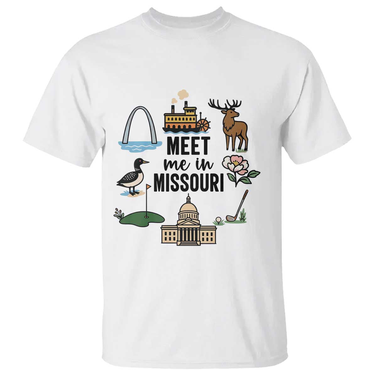 Meet Me in Missouri State Map Souvenir T Shirt
