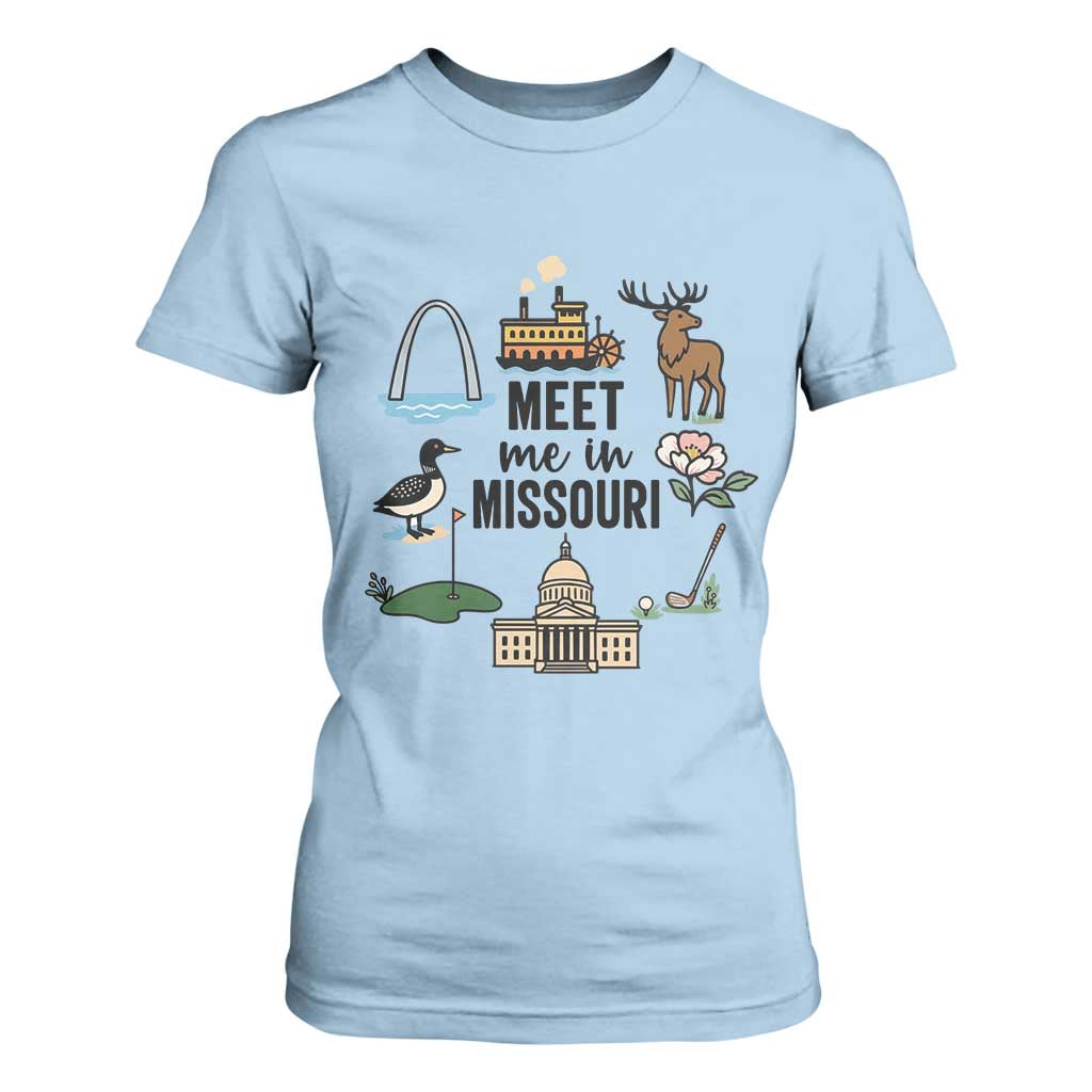 Meet Me in Missouri State Map Souvenir T Shirt For Women