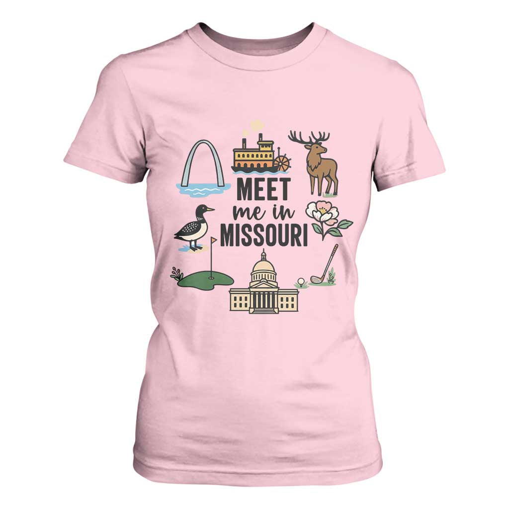 Meet Me in Missouri State Map Souvenir T Shirt For Women
