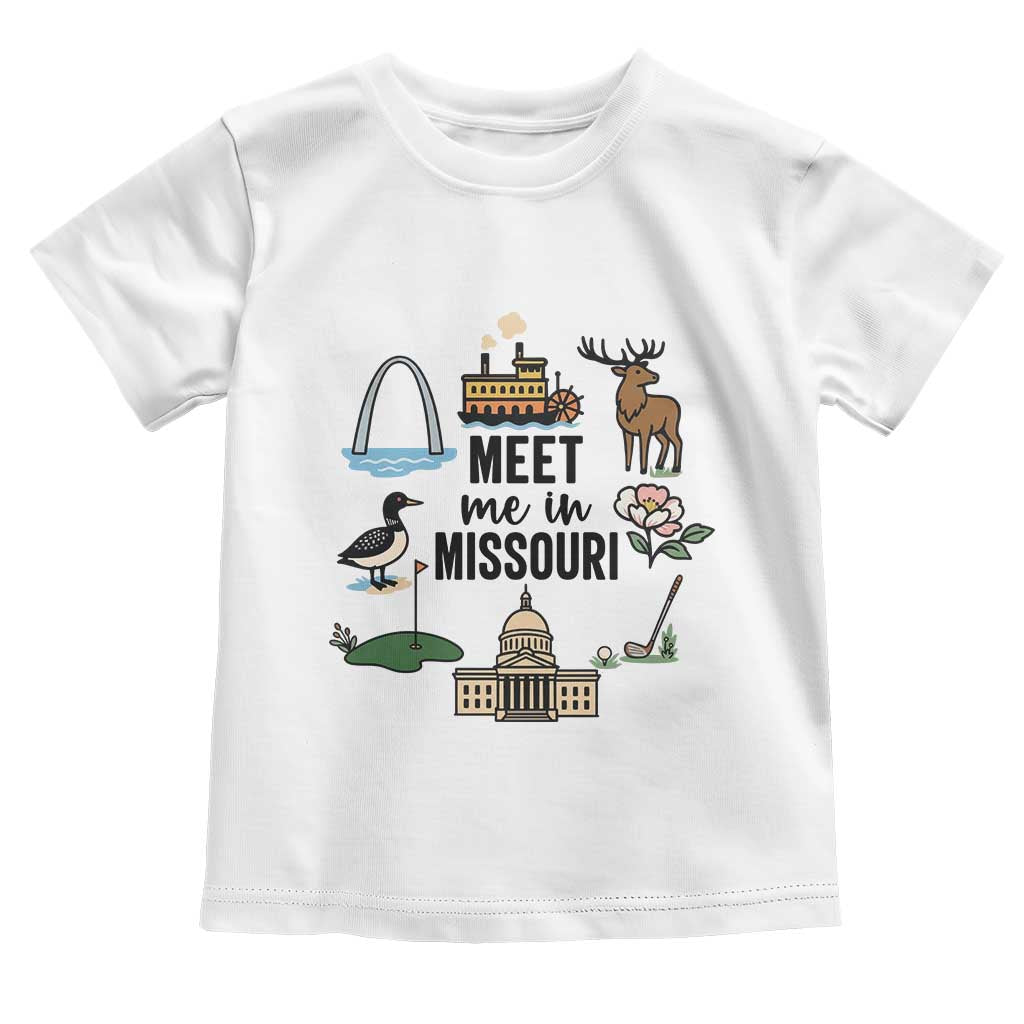Meet Me in Missouri State Map Souvenir Toddler T Shirt TS14 White Print Your Wear