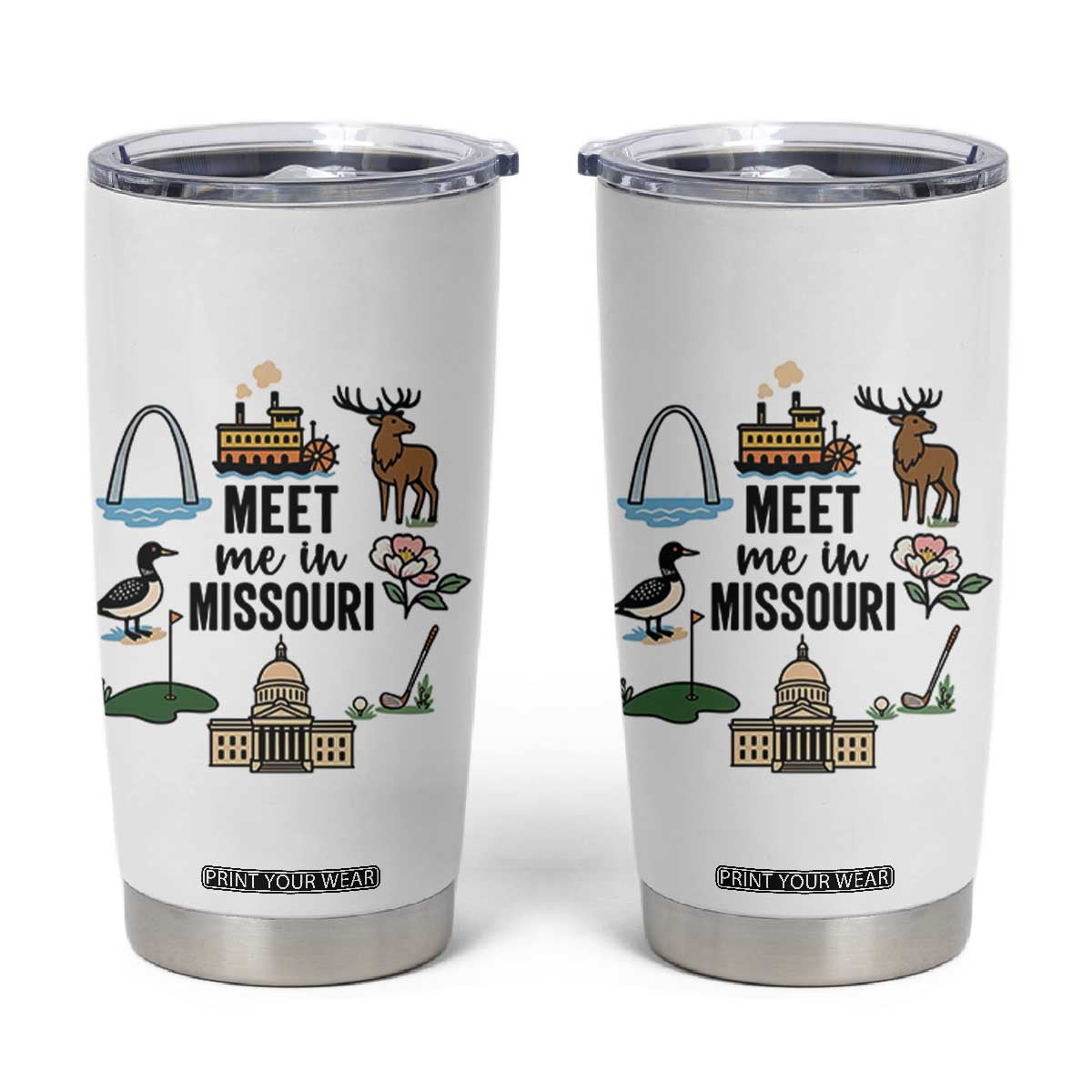 Meet Me in Missouri State Map Souvenir Tumbler Cup TS14 White Print Your Wear