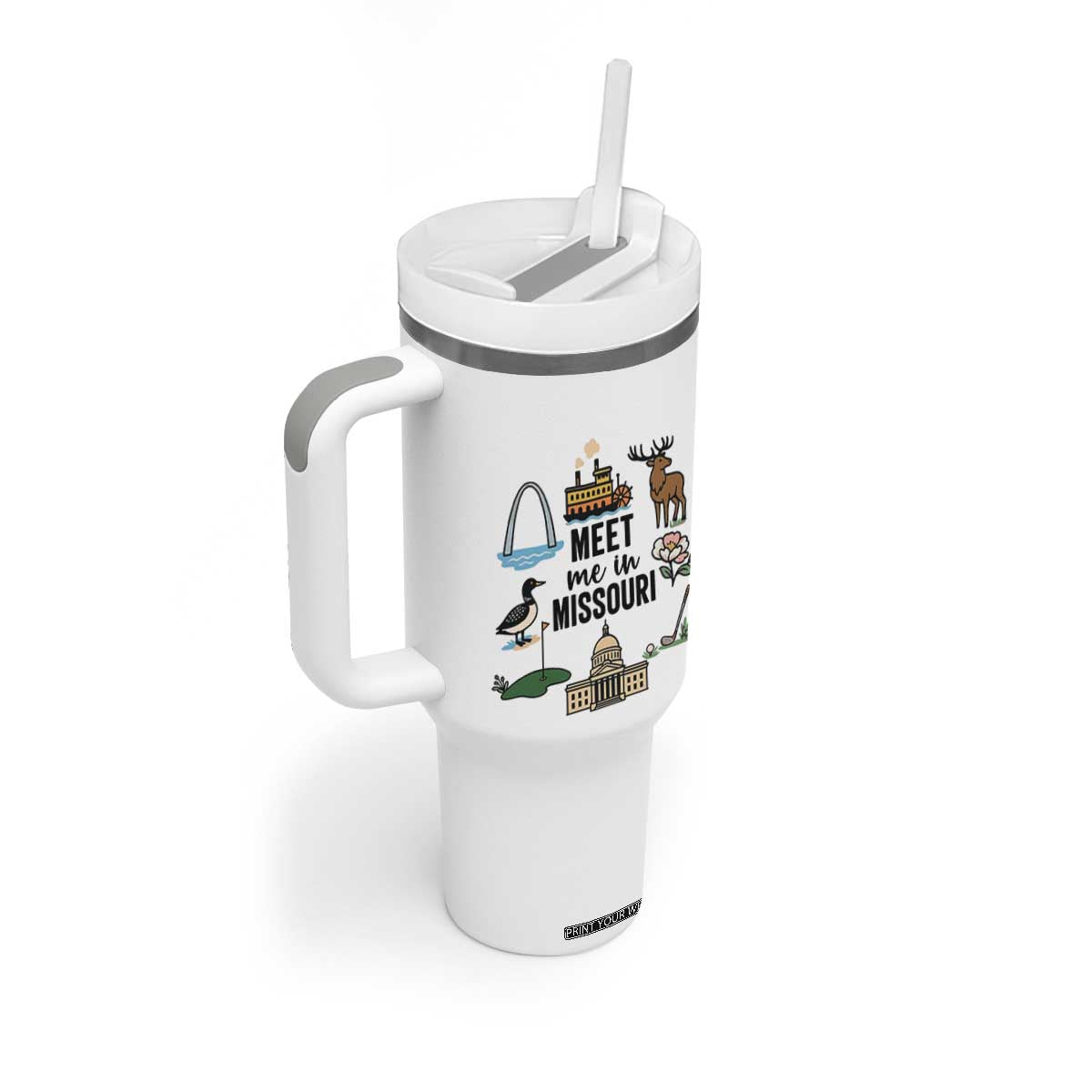 Meet Me in Missouri State Map Souvenir Tumbler With Handle