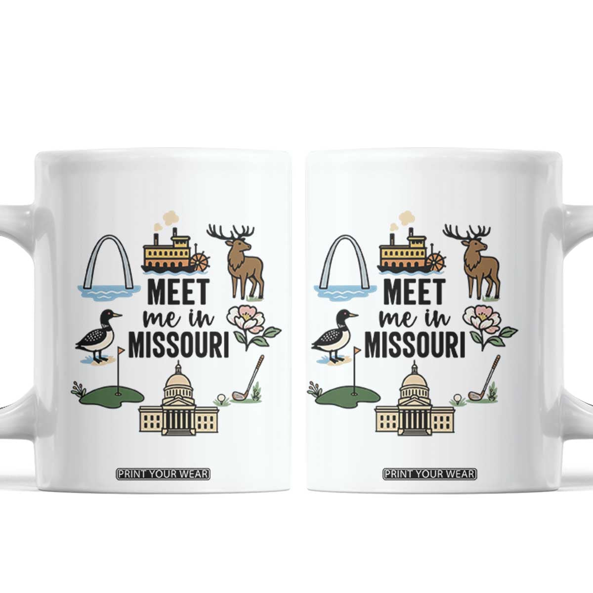 Meet Me in Missouri State Map Souvenir Coffee Mug TS14 White Print Your Wear