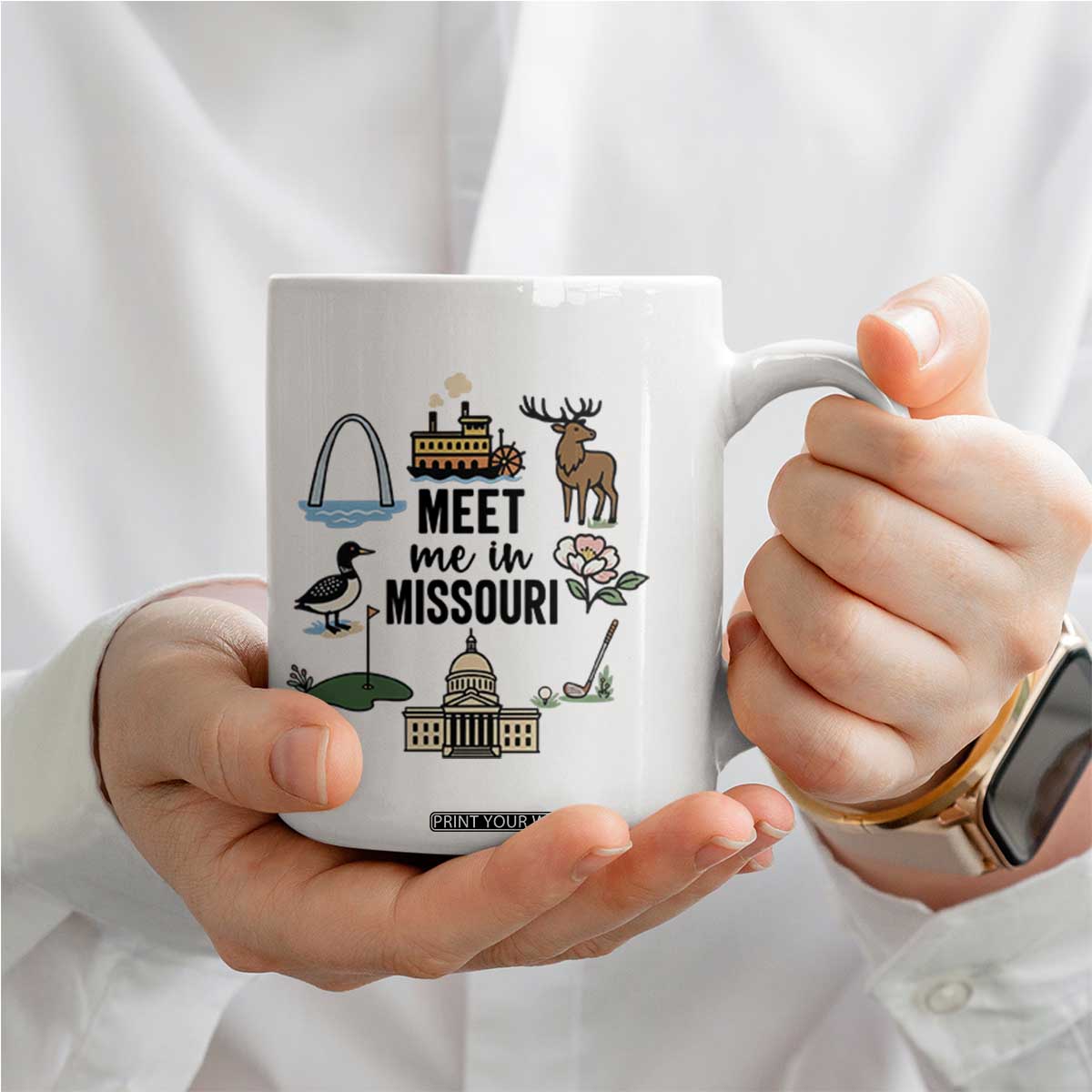 Meet Me in Missouri State Map Souvenir Coffee Mug