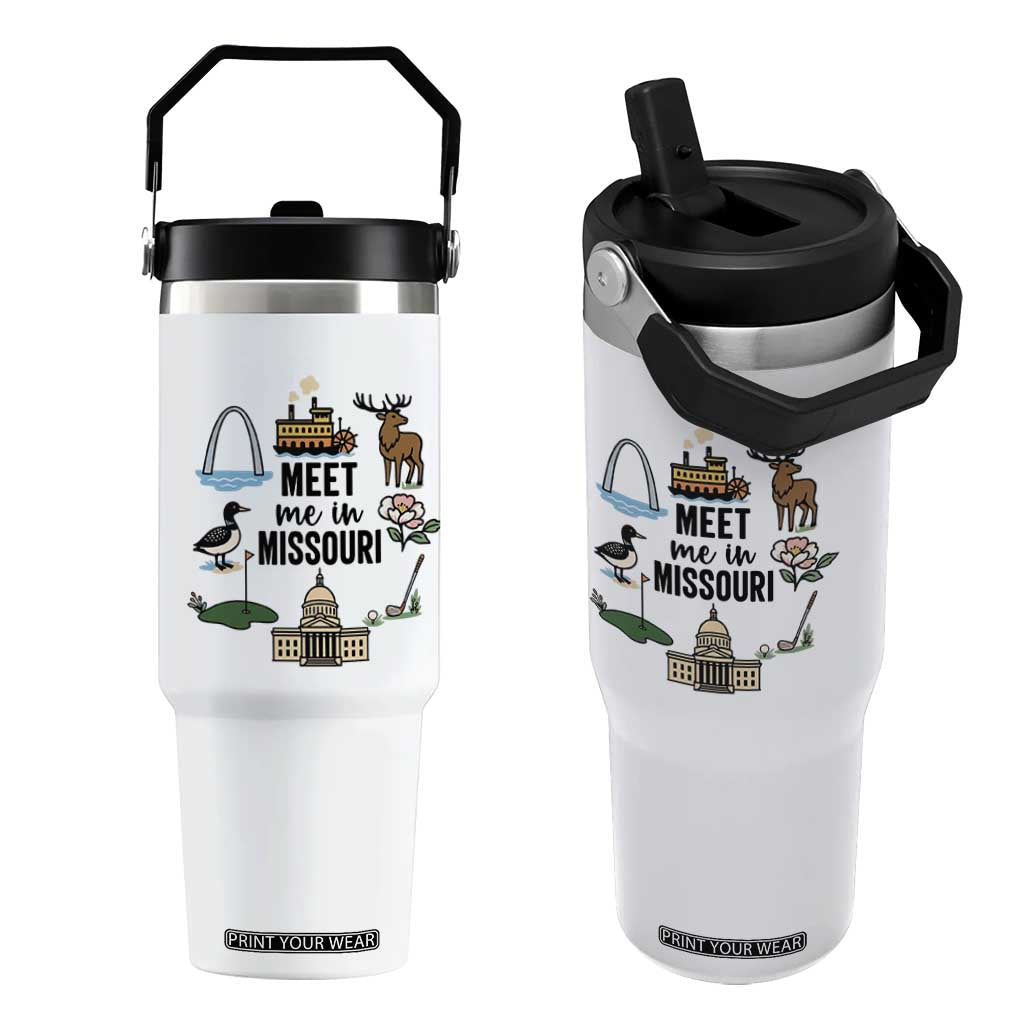 Meet Me in Missouri State Map Souvenir Flip Straw Tumbler TS14 One Size: 30 oz White Print Your Wear