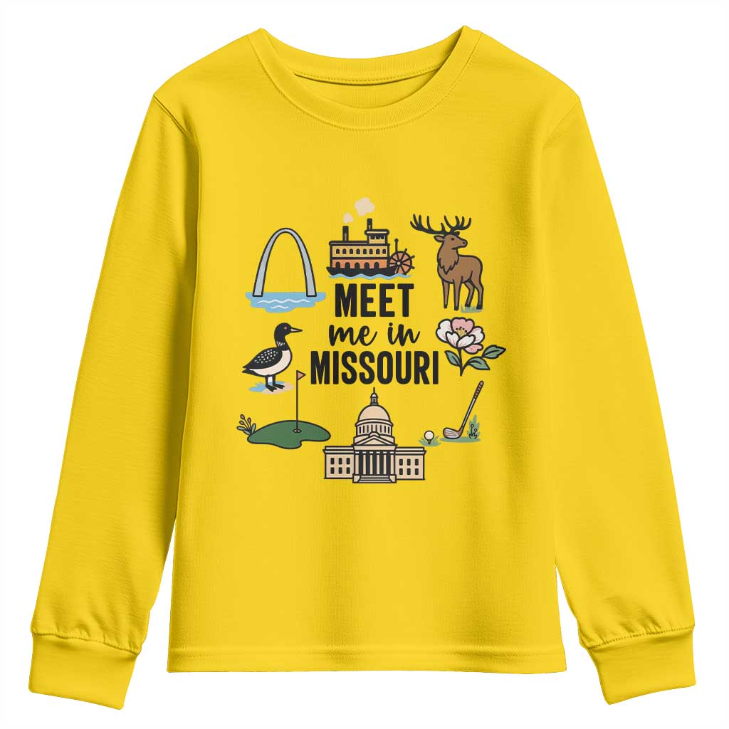 Meet Me in Missouri State Map Souvenir Youth Sweatshirt