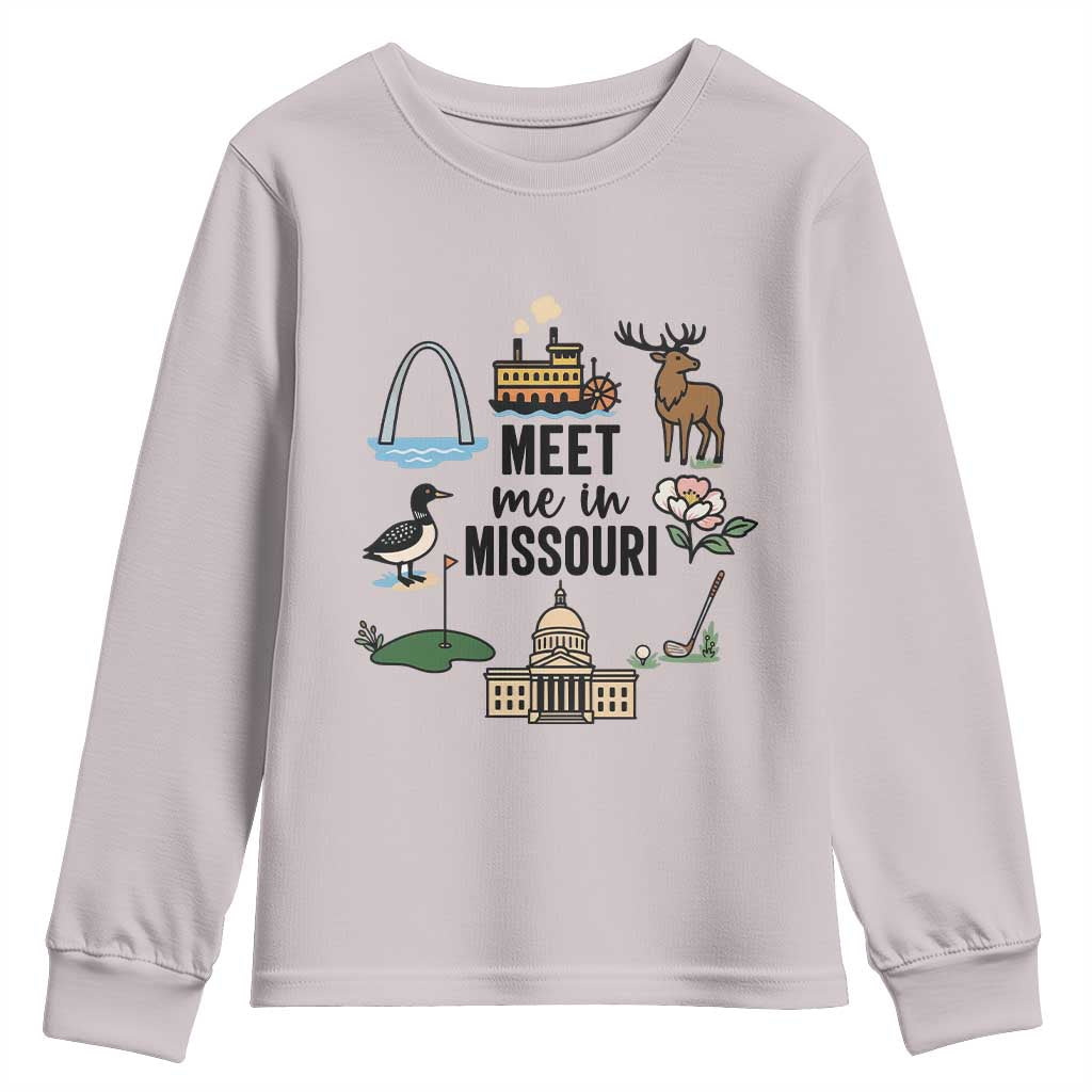 Meet Me in Missouri State Map Souvenir Youth Sweatshirt