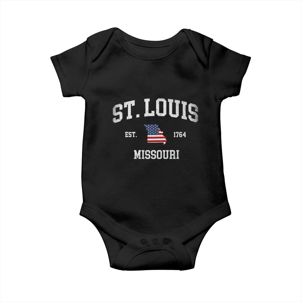 St. Louis Missouri MO Baby Onesie Vintage American Flag Missouri State TS14 Black Print Your Wear