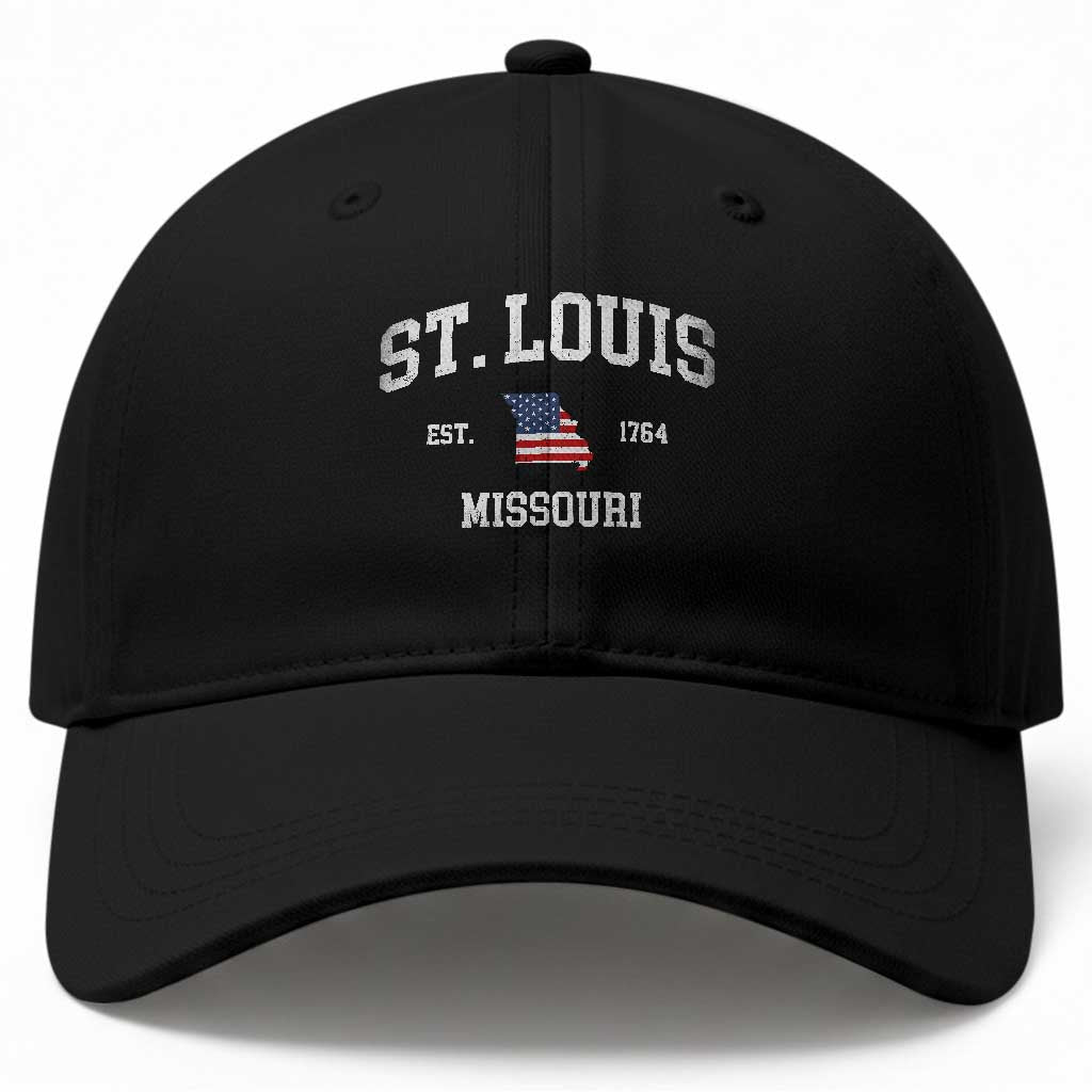 St. Louis Missouri MO Baseball Cap Vintage American Flag Missouri State TS14 Print Your Wear