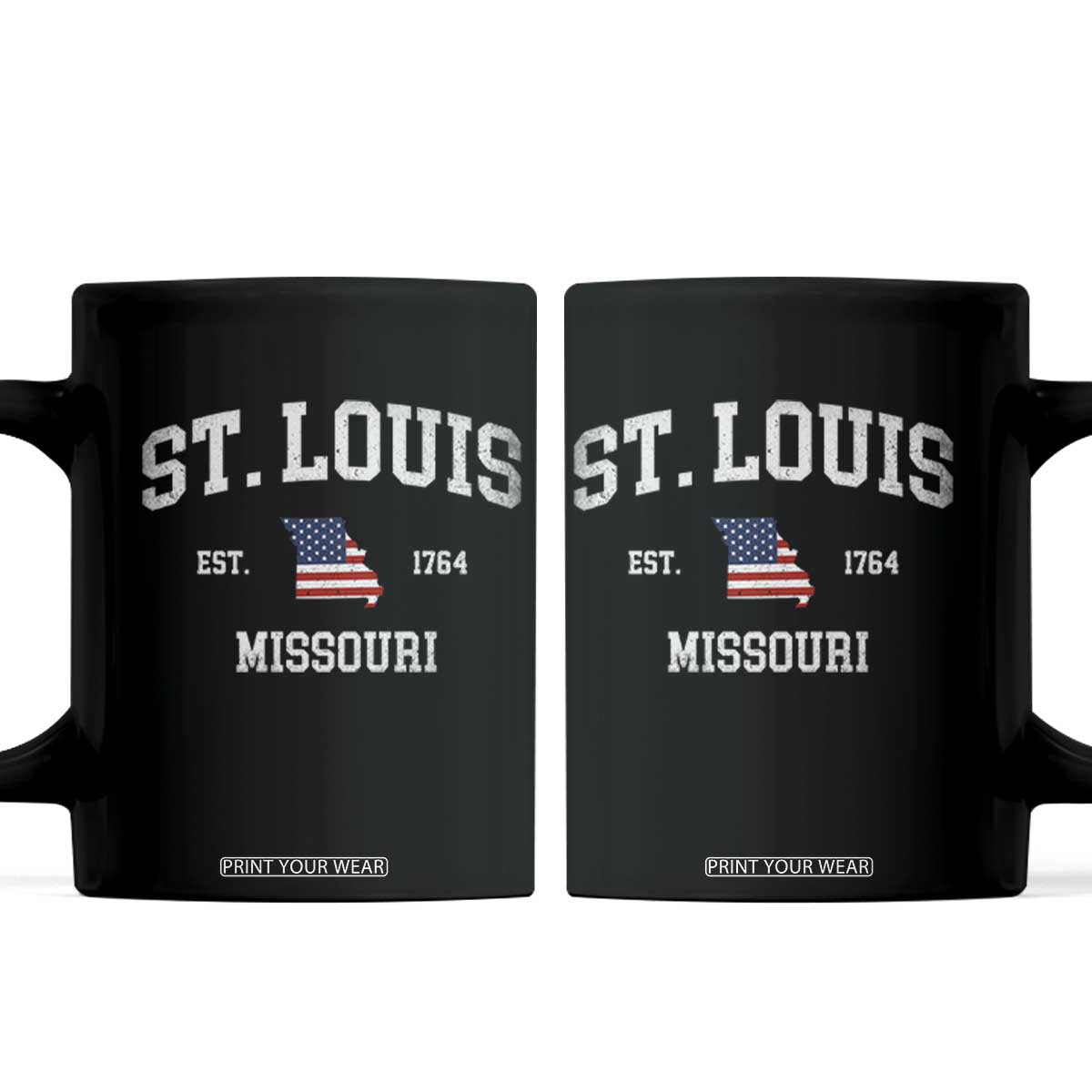 St. Louis Missouri MO Coffee Mug Vintage American Flag Missouri State TS14 Black Print Your Wear