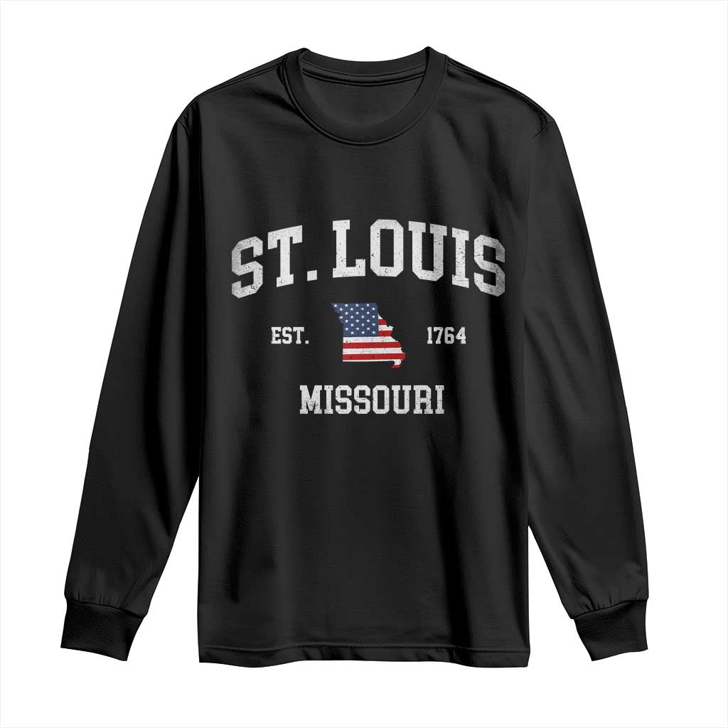 St Louis Missouri MO Long Sleeve Shirt Vintage American Flag Missouri State TS14 Black Print Your Wear