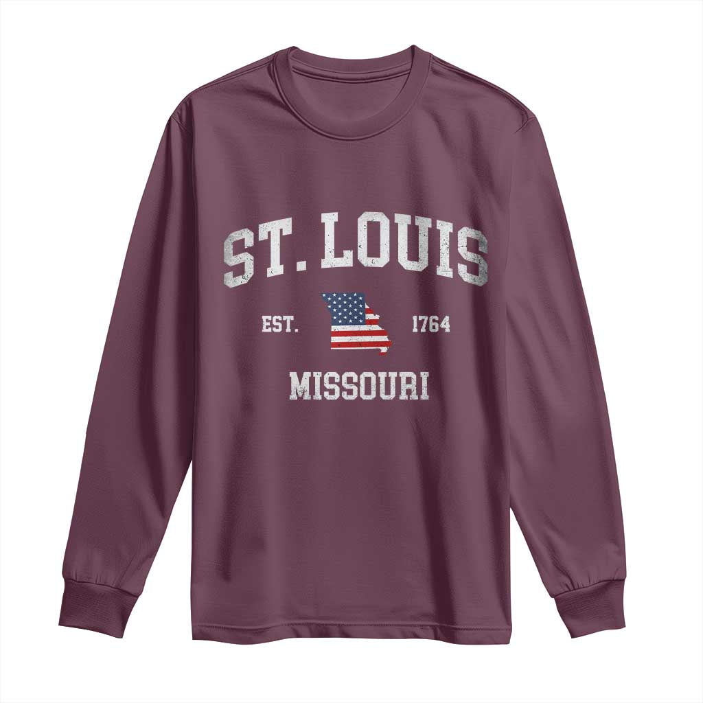 St Louis Missouri MO Long Sleeve Shirt Vintage American Flag Missouri State