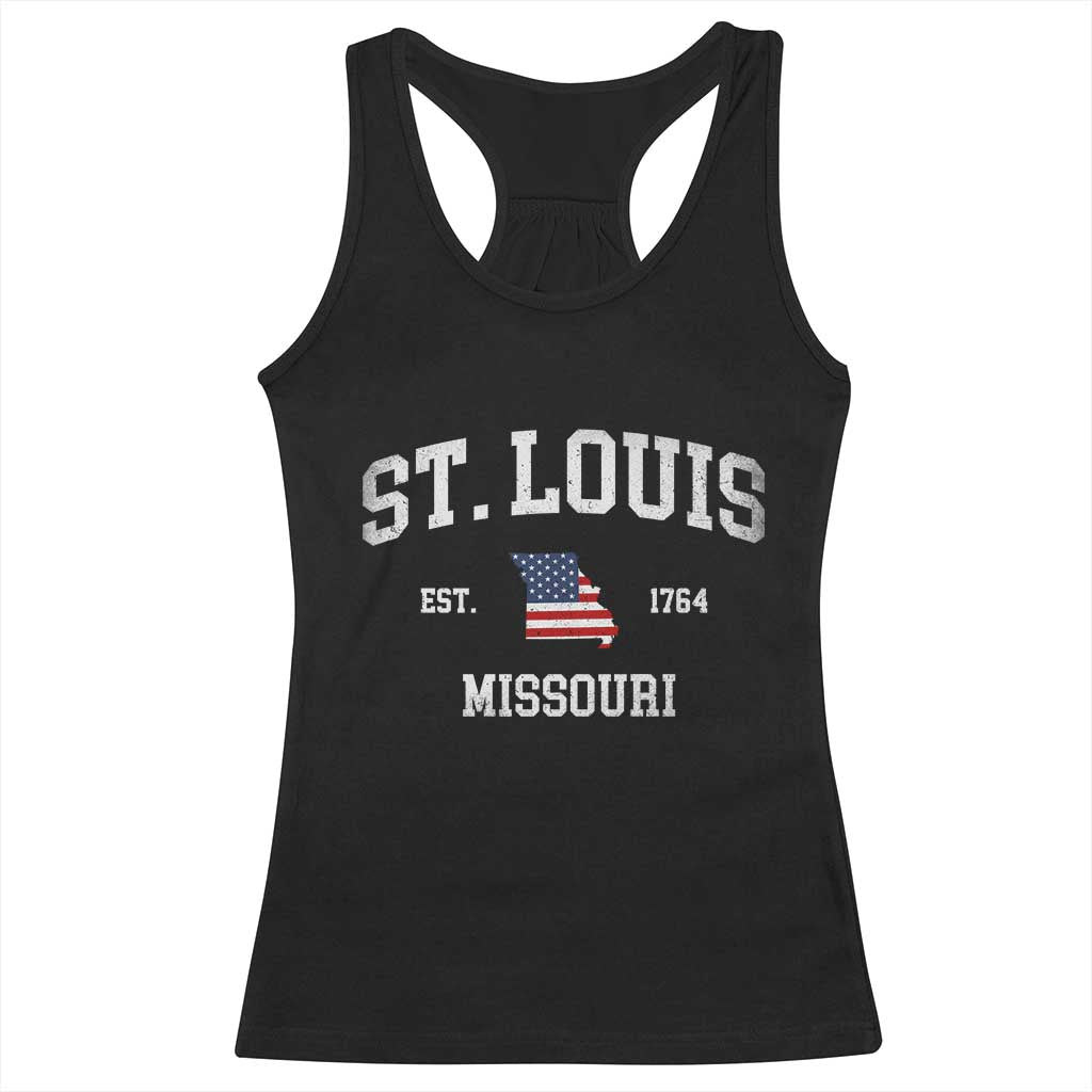 St. Louis Missouri MO Racerback Tank Top Vintage American Flag Missouri State TS14 Black Print Your Wear