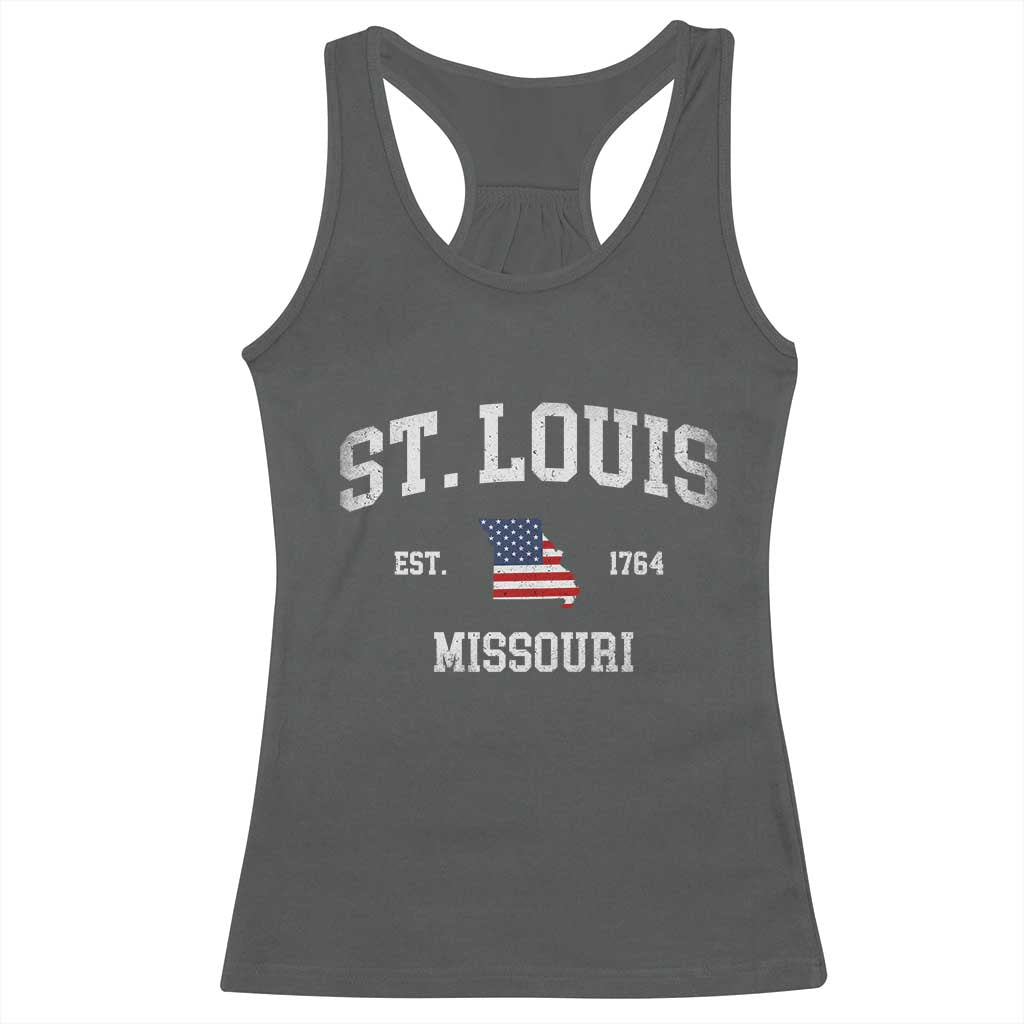 St. Louis Missouri MO Racerback Tank Top Vintage American Flag Missouri State