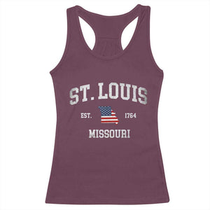 St. Louis Missouri MO Racerback Tank Top Vintage American Flag Missouri State