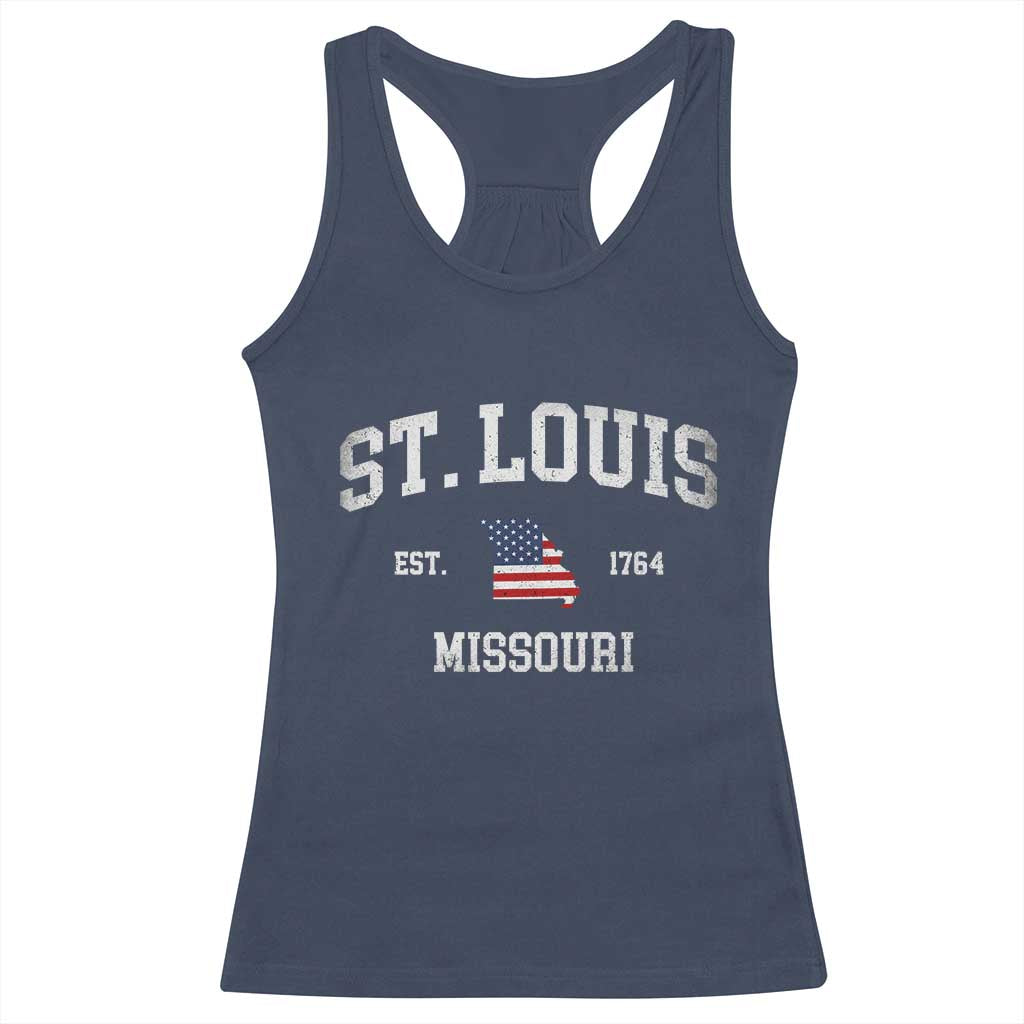 St. Louis Missouri MO Racerback Tank Top Vintage American Flag Missouri State