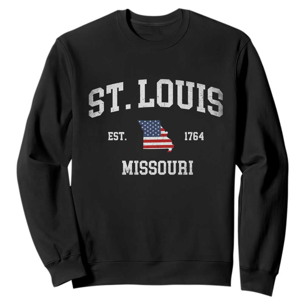 St Louis Missouri MO Sweatshirt Vintage American Flag Missouri State TS14 Black Print Your Wear