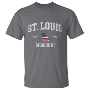 St Louis Missouri MO T Shirt Vintage American Flag Missouri State